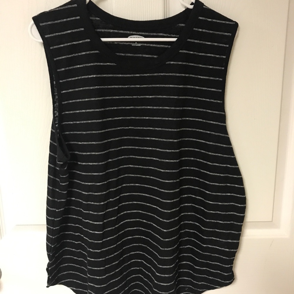Black with white strips - tank top